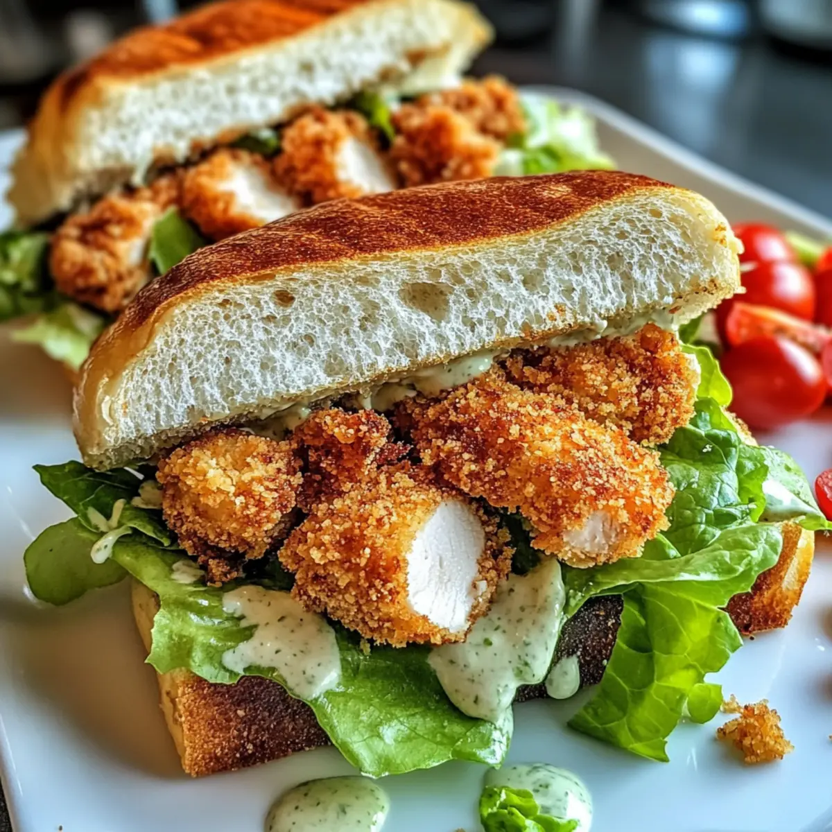Knuspriges Hühnchen-Caesar-Sandwich