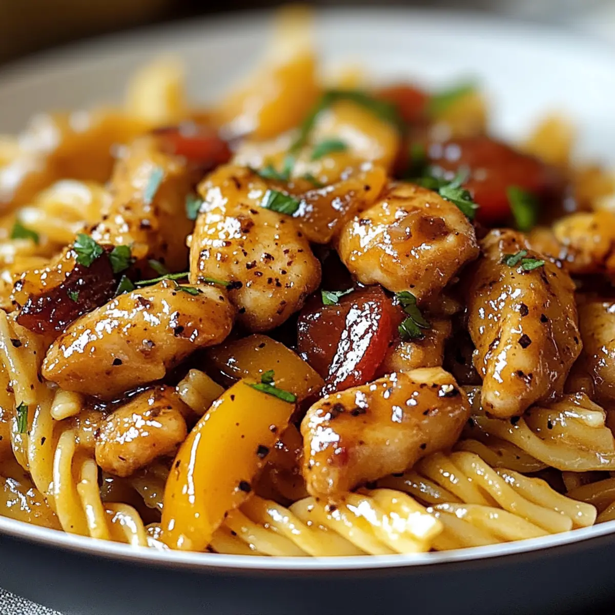 Honig-Pfeffer-Hühnchen-Pasta