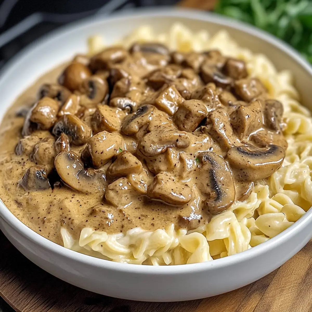 Pilz- und Seitan-Stroganoff