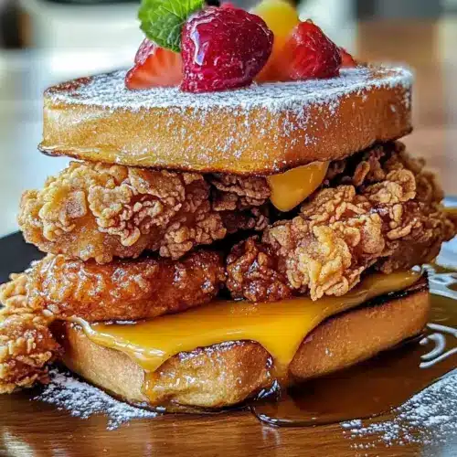 Französischer Toast Gebratene Hähnchen Sandwich